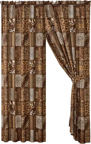 Miniatura 4 de WPM - Juego de 4 cortinas para ventana con estampado de animales de safari de selva, negro, blanco, gris, leopardo, cebra, jirafa, selva, bosque