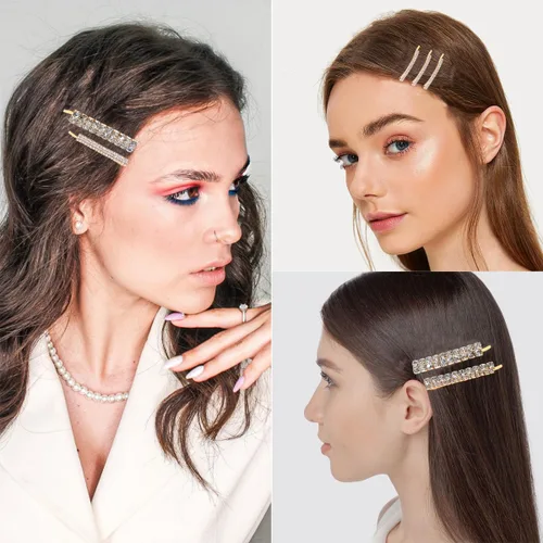Miniatura 4 de 12 pinzas para el pelo de novia con diamantes de imitación, horquillas de aleación de diamantes de imitación, pinzas de pelo de cristal, pasador