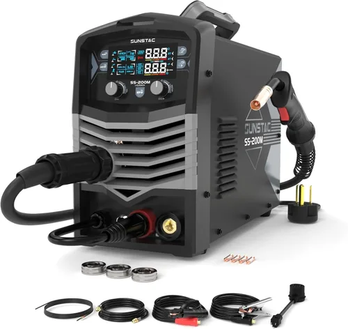 Miniatura 9 de Sunstac Cortador de plasma 5 en 1 y soldador combinado, CUT/TIG/MIG/Flux MIG/MMA, cortador de plasma 50A, TIG y MIG de 200 A, soldador STICK de 180