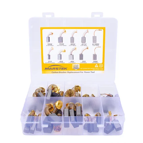 Miniatura 6 de Juego de 30 cepillos de carbón para motor eléctrico, 10 tamaños surtidos, kit de repuesto para amoladoras angulares, taladros de martillo eléctrico