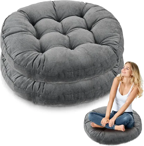 Miniatura 38 de Almohadas de suelo Jerify 22 x 22 Pulgadas Redondas Cuadradas Grandes Almohada de meditación para piso para aula Meditación para adultos Almohada