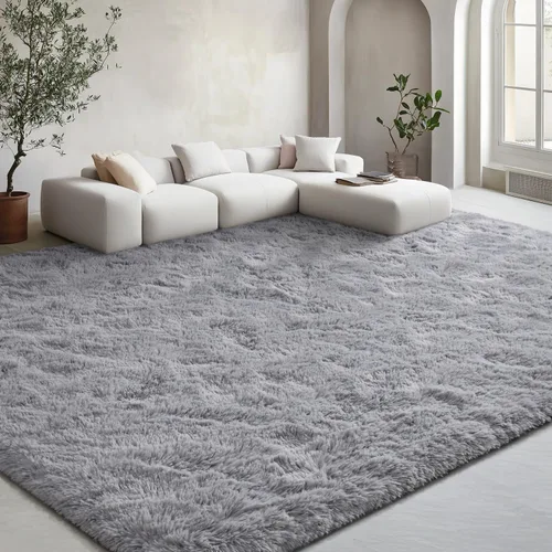 Miniatura 17 de EVOIONOS - Alfombra redonda gris para dormitorio, 5x5 pies; alfombras circulares suaves y esponjosas para sala de estar, alfombras de felpa peludas