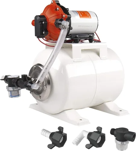 SEAFLO Bomba de agua marina 12 V CC 60 PSI 5,5 GPM Sistema de tanque acumulador de 2 galones | Sistema de aumento de presión del acumulador para un