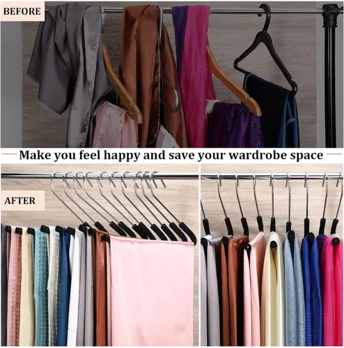 Miniatura 7 de Perchas acolchadas para pantalones con extremos abiertos, antideslizantes, con revestimiento de esponja de espuma, para hombres y mujeres, chapado