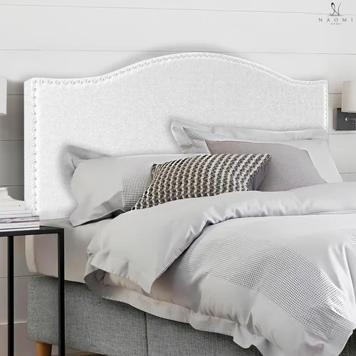 Miniatura 18 de Naomi Home Jessenia - Cabecera capitonada ajustable tapizada de lino con superficie acolchada, soporte de pared o marco de cama, color crema