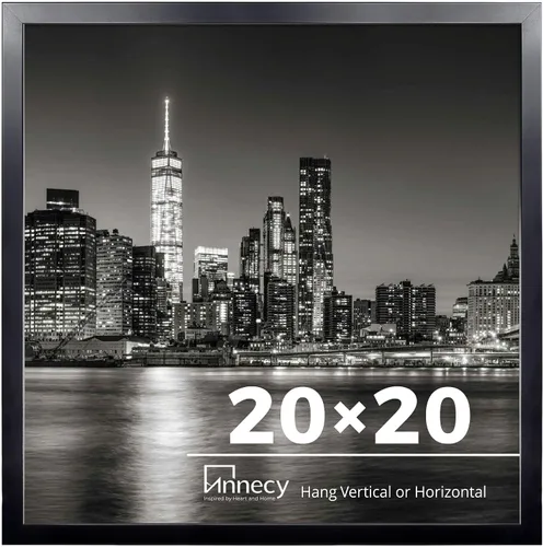 Marco de fotos Annecy 20x20 negro (1 unidad), marco de fotos de 20 x 20 para decoración de pared, estilo minimalista clásico en negro adecuado para