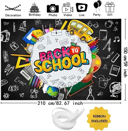 Miniatura 2 de MEHOFOND Cartel de regreso a clases de 7 x 5 pies, telón de fondo para el primer día de escuela, bienvenida, estudiante, maestro, decoración