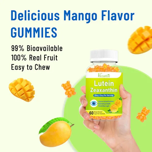 Miniatura 5 de Vitaminas para los ojos Gomitas de luteína y zeaxantina, suplementos de salud ocular sin azúcar con arándano, astaxantina, apoyan la luz azul
