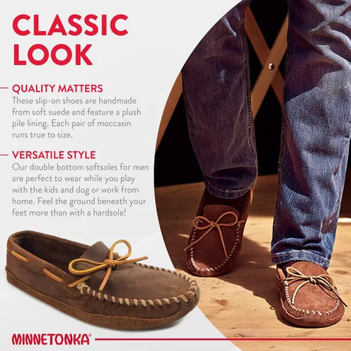 Miniatura 4 de Minnetonka Suela suave de doble parte inferior para hombre, Marrón