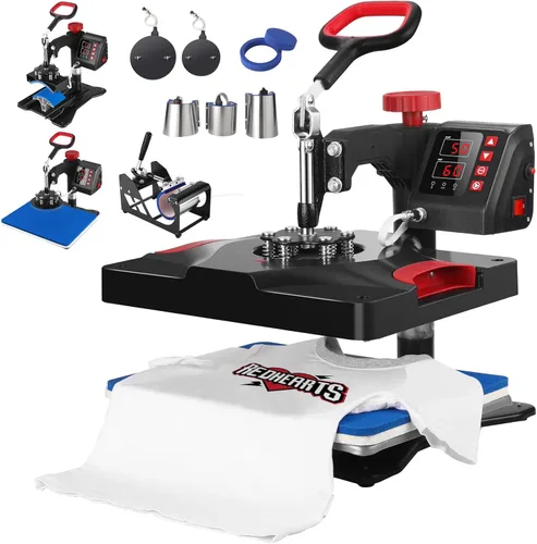 Máquina de prensa de calor de 12 x 15 pulgadas, máquina de sublimación de prensa de calor 8 en 1, rotación de 360°, máquina de impresión de camisas,