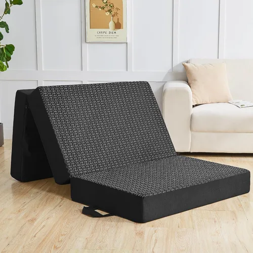 Miniatura 20 de Colchón Plegable Tamaño Individual, Espuma Viscoelástica de 6 Pulgadas Tri Portátil Trifold Colchón Topper Individual con Funda Transpirable