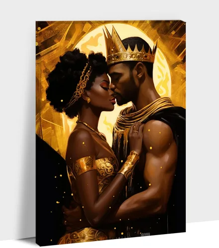 Miniatura 84 de Arte de pared afroamericano, decoración de rey y reina bailarín negro para sala de estar, arte de pareja de amor negro para dormitorio, lienzo