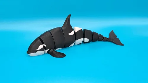 Miniatura 4 de Ballena Orca flexible Ballena impresa en 3D Ballena de juguete Mini Orca Juguete para niños Cuerpo articulado (una ballena)