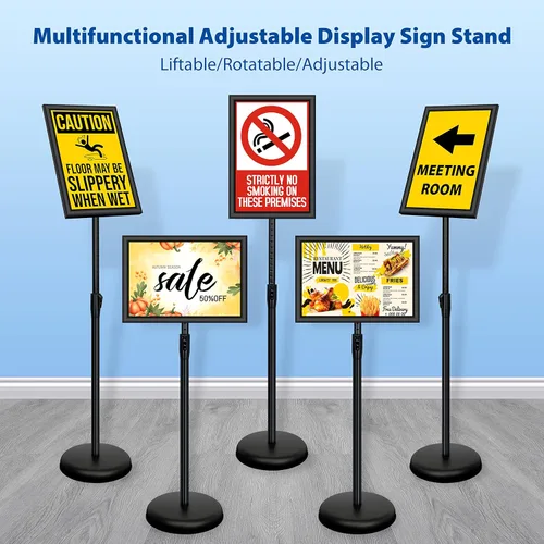 Miniatura 2 de 6 paquetes de soporte de cartel de pie ajustable de 11x17 pulgadas, soporte de pie para carteles de pie de alta resistencia con marco de apertura