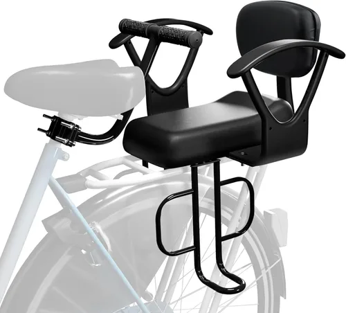 Miniatura 9 de Asiento trasero de bicicleta para niños con respaldo grueso, asiento trasero de bicicleta para niños de 2 a 8 años, talla única (negro, a)