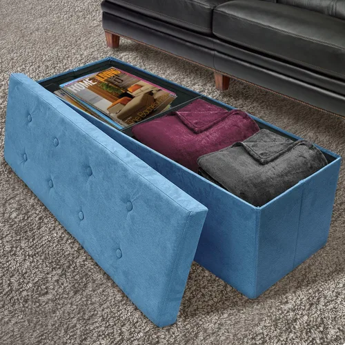 Miniatura 7 de Sorbus – Banco otomano plegable, De Almacenamiento Con Tapa – perfecto para juguetes y zapatos, Otomano, asiento, reposapiés, color contemporáneo