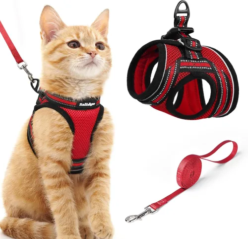Miniatura 51 de rabbitgoo Juego de arnés y correa para gatos para caminar a prueba de escape, chaleco suave ajustable para gatitos con tira reflectante para gatos