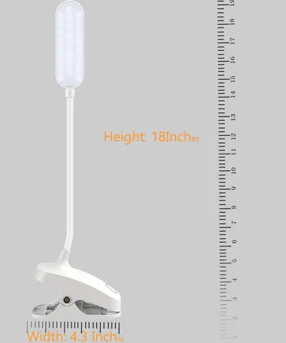 Miniatura 2 de COLORLIFE Lámpara de escritorio con clip, 7 W, 2600 mAh, cuello de cisne flexible, funciona con pilas, lámpara de lectura recargable con abrazadera