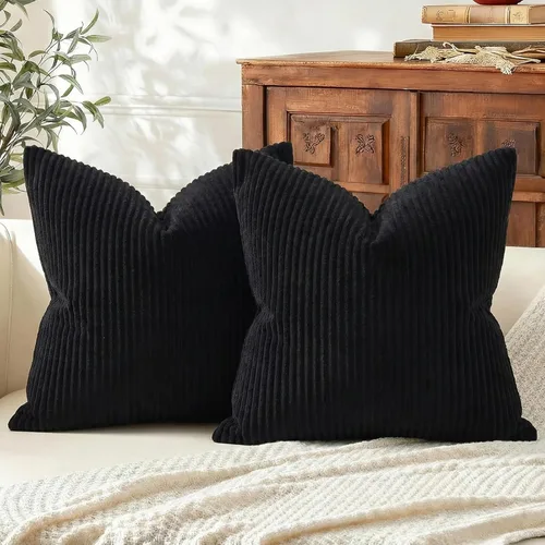 Miniatura 9 de Mecatny Juego de 2 fundas de almohada decorativas de pana de 16 x 16 pulgadas para sofá sala de estar, fundas de almohada bohemias suaves y neutras