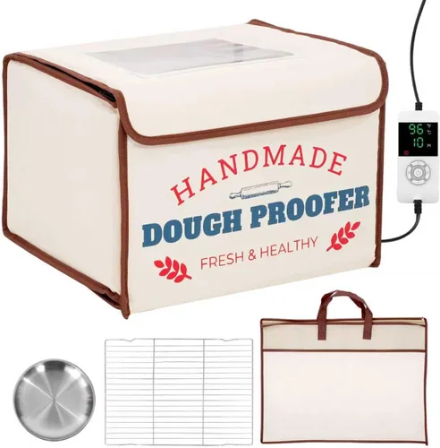 Caja a prueba de pan con calentador, prueba de masa de temperatura constante de 50-130 ℉, calefacción de 3 lados y temporizador de 24 horas, caja de