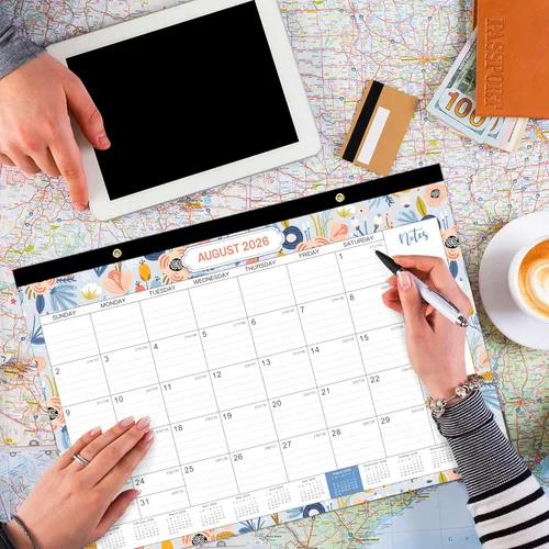 Miniatura 8 de Coboll Calendario de escritorio 2026-2027 para oficina y hogar, papel grueso, julio de 2026 a diciembre de 2027, protectores de esquina, bloques a