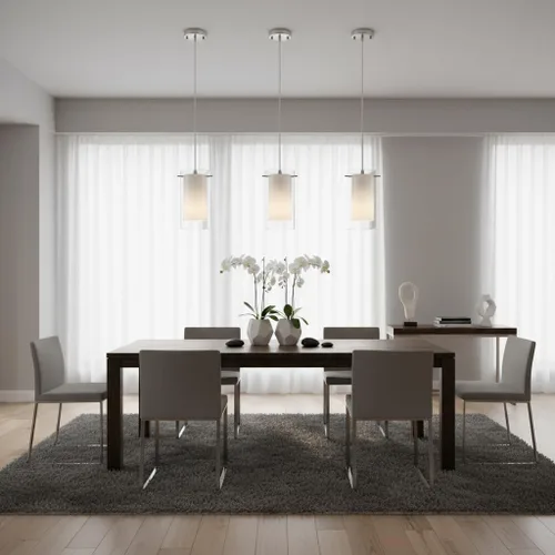 Miniatura 7 de AKEZON Lámpara Colgante de 3 Luces, Lámpara Colgante de Vidrio para Interior, Altura Ajustable, Acabado de Níquel Cepillado para Cocina y Comedor