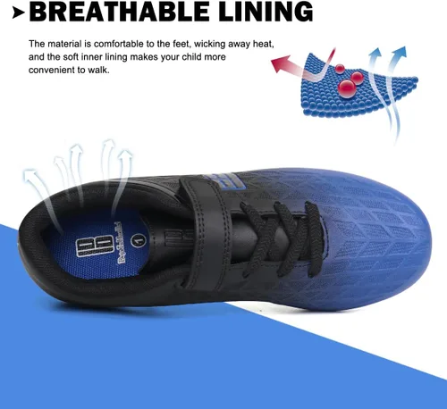 Miniatura 6 de Brooman - Tacos de fútbol para niños y niñas, zapatos deportivos con tacos para usar al aire libre