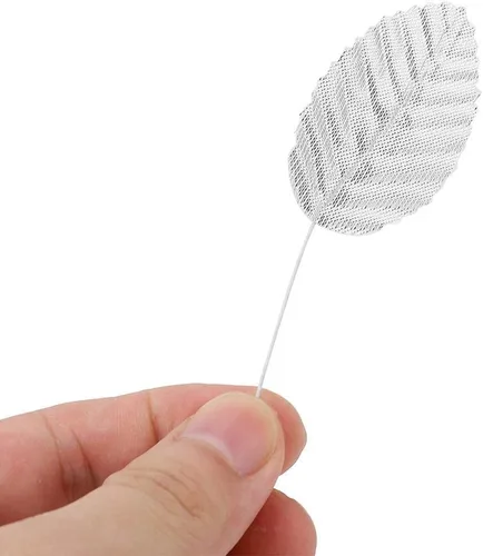 Miniatura 3 de Pssopp 200 piezas de tela y alambre de hierro decoración de ropa DIY decoración de fiesta de simulación hojas decoración floral (plata)