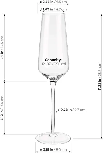 Miniatura 4 de Copas de copa de cristal de champán, juego de 4 copas de vino modernas y elegantes, sopladas a mano - Buenas para bodas, aniversarios, Navidad - 12