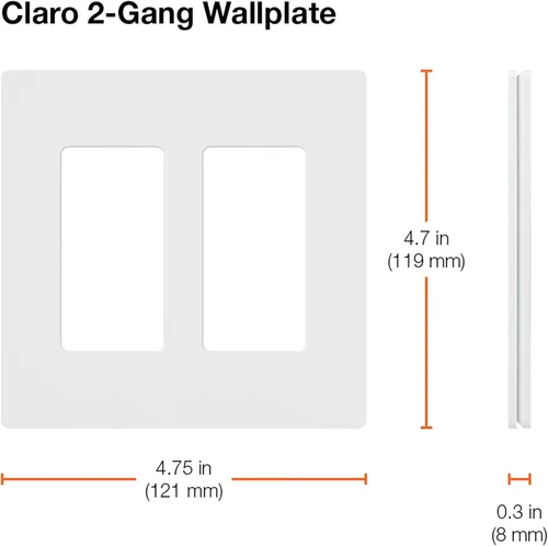 Miniatura 3 de Lutron CW-2-WH-12 Placa de pared Decorador Claro blanca de 2 Gang (paquete de 12) CW-2-WH Blanco