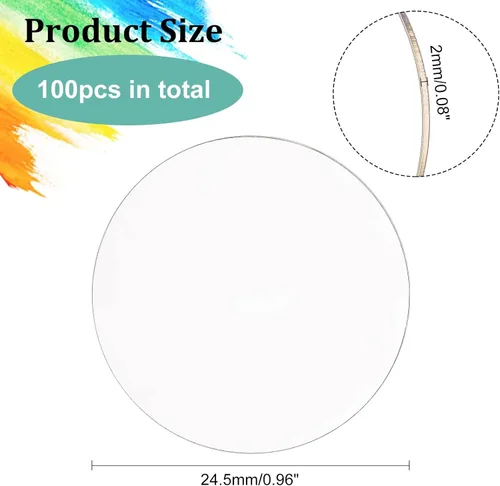 Miniatura 2 de FINGERINSPIRE 100 piezas de lámina de acrílico circular transparente de 1 pulgada, bases circulares en miniatura en blanco, disco de acrílico mini
