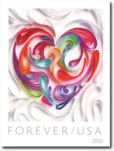 Miniatura 5 de Hoja de 20 estampillas postales Heart Forever en papel filigrana