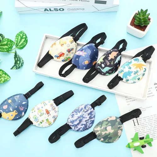 Miniatura 3 de Eurzom 8 piezas de parches oculares para niños, parche ocular ajustable reutilizable, lindo para niñas y niños, con correa elástica para el ojo Cool