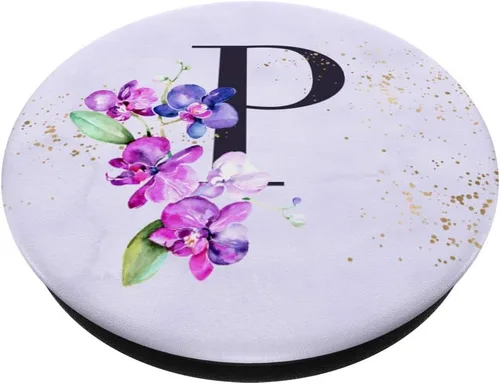 Miniatura 2 de Orchids Plants Flower - Soporte para teléfonos y tabletas, diseño de letra P, color morado, Negro