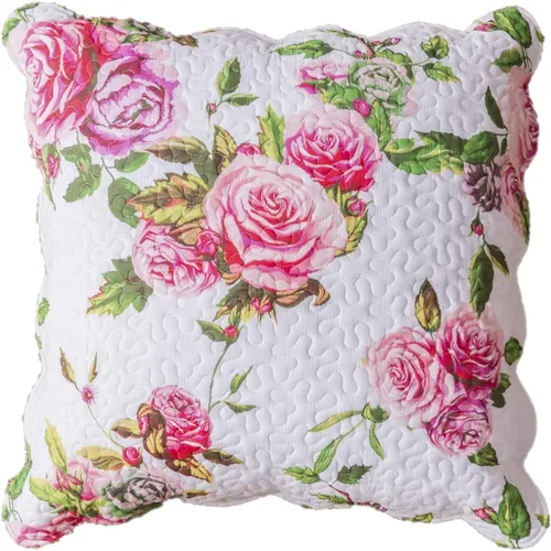 Miniatura 12 de DaDa Bedding Juego de colcha floral de rosas románticas, encantador color rosa y blanco festoneado, colorido, ligero, transpirable, colcha acolchada