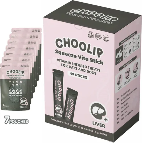 Miniatura 12 de Choolip Squeeze Vita Stick - Golosinas para lamer para gatos y perros, 49 unidades de atún y abadejo con calabaza, arándano y omega-3, caja con 7