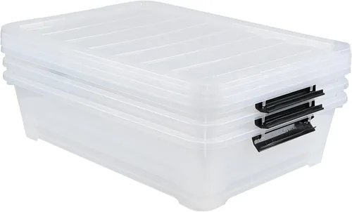 Miniatura 6 de 3 paquetes de 40 cuartos de galón de caja de almacenamiento grande debajo de la cama, contenedores de almacenamiento con ruedas debajo de la cama