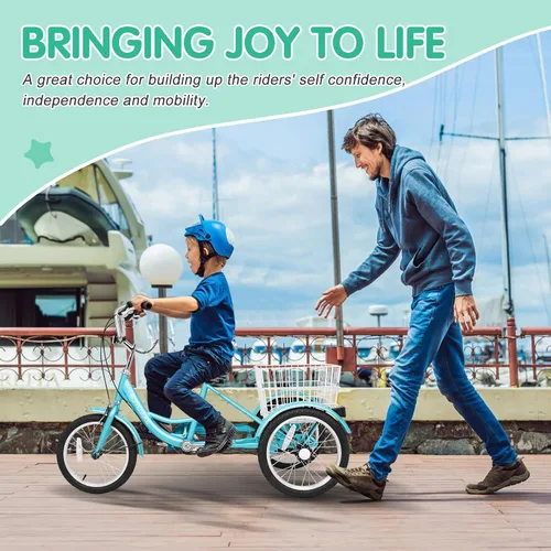 Miniatura 4 de LILYPELLE Triciclo triciclo de 16 pulgadas para principiantes y bicicletas de 3 ruedas de una sola velocidad, bicicletas de tres ruedas con cesta
