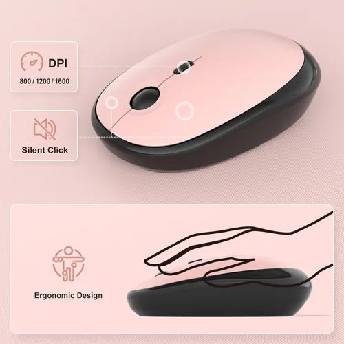 Miniatura 52 de KNOWSQT Combo de teclado y ratón inalámbrico, teclados lindos de tamaño completo estilo máquina de escribir 2.4G azul colorido - receptor USB Plug