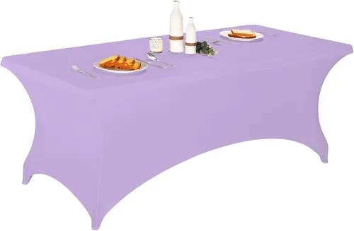 Miniatura 49 de LZY Cubierta de Mesa Elástica Ajustable de Spandex para Mesa Plegable de 6 pies, 4 pies o 8 pies, Mantel de Cóctel Rectangular, Perfecto para Champn