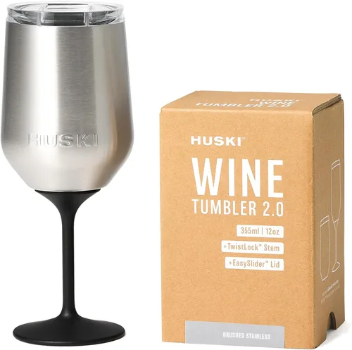 Huski Vaso de vino 2.0 | NUEVO | Diseño galardonado con tallo desmontable | Copa de vino de acero inoxidable premium con tapa | Vaso con triple