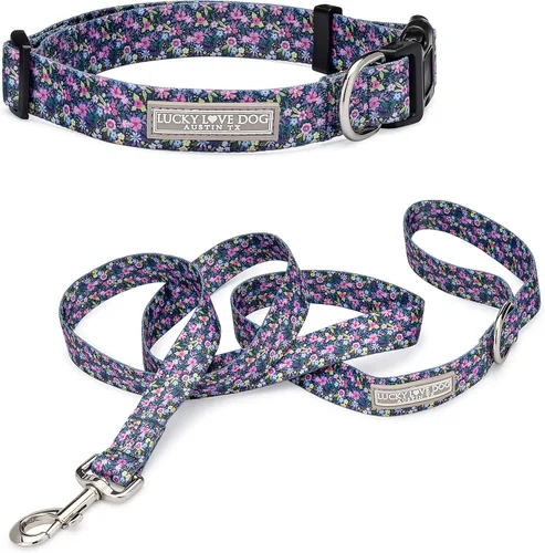 Miniatura 13 de Lucky Love Dog - Collar para perras pequeñas, diseño Blackbird de estampado alegre con flores de primavera y verano, talla XS