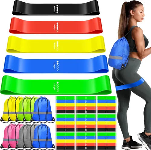 60 bandas de resistencia de entrenamiento a granel, juego de bandas elásticas de gimnasio para fitness, clase deportiva, estudiantes, miembros,