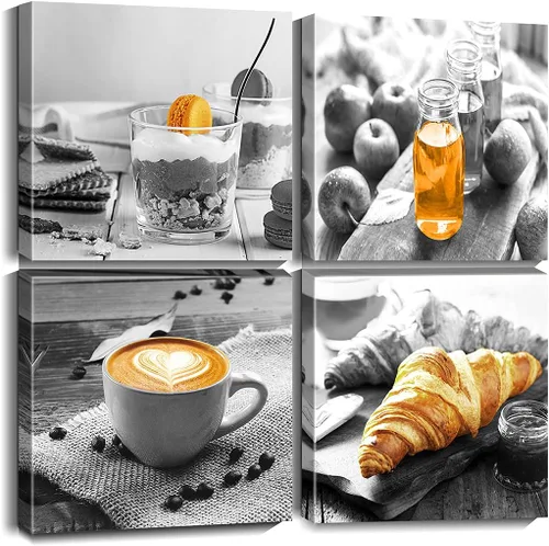 Miniatura 9 de Biufo Lienzo de cocina, impresiones artísticas de pared con rosas de vino blanco y negro, pintura floral para comedor, restaurante, decoración