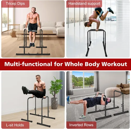 Miniatura 7 de MIUDGIG - Soporte de empuje paralelo de altura ajustable, estación de soporte de inmersión para entrenamiento de fuerza, estación de barra paralela