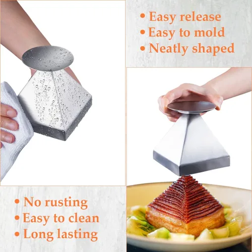 Miniatura 4 de DOERDO Molde de acero inoxidable pirámide para alimentos, moldes de presentación de alimentos para tartas, platos para servir en el hogar