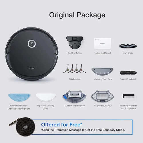 Miniatura 7 de ECOVACS DEEBOT OZMO U2 Pro Robot aspirador 2 en 1 aspiradora y trapeador, cepillo sin enredos, ideal para pelo de mascotas, zonas prohibidas, tiempo