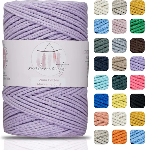 Miniatura 23 de Makromecity, Cordón de macramé de algodón de 0.079 in x 195 yardas (590 pies) de algodón reciclado de 0.079 pulgadas, hilo de ganchillo para Azul