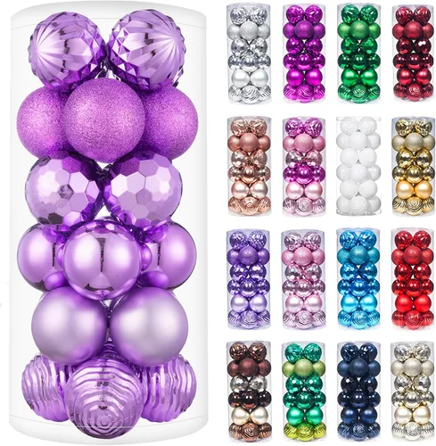 Miniatura 39 de XmasExp - Juego de 24 adornos de bola de Navidad mini irrompibles, adornos para árbol de Navidad, bolas de árbol de Navidad de 30 mm/1.18 pulgadas