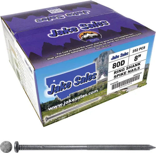 Miniatura 7 de 1/4" x 5" (40d) Tempered Ring Shank Pole Barn Nails - Use for landscaping timbers, railroad ties, pole barns and load bearing structures. 5 Pound
